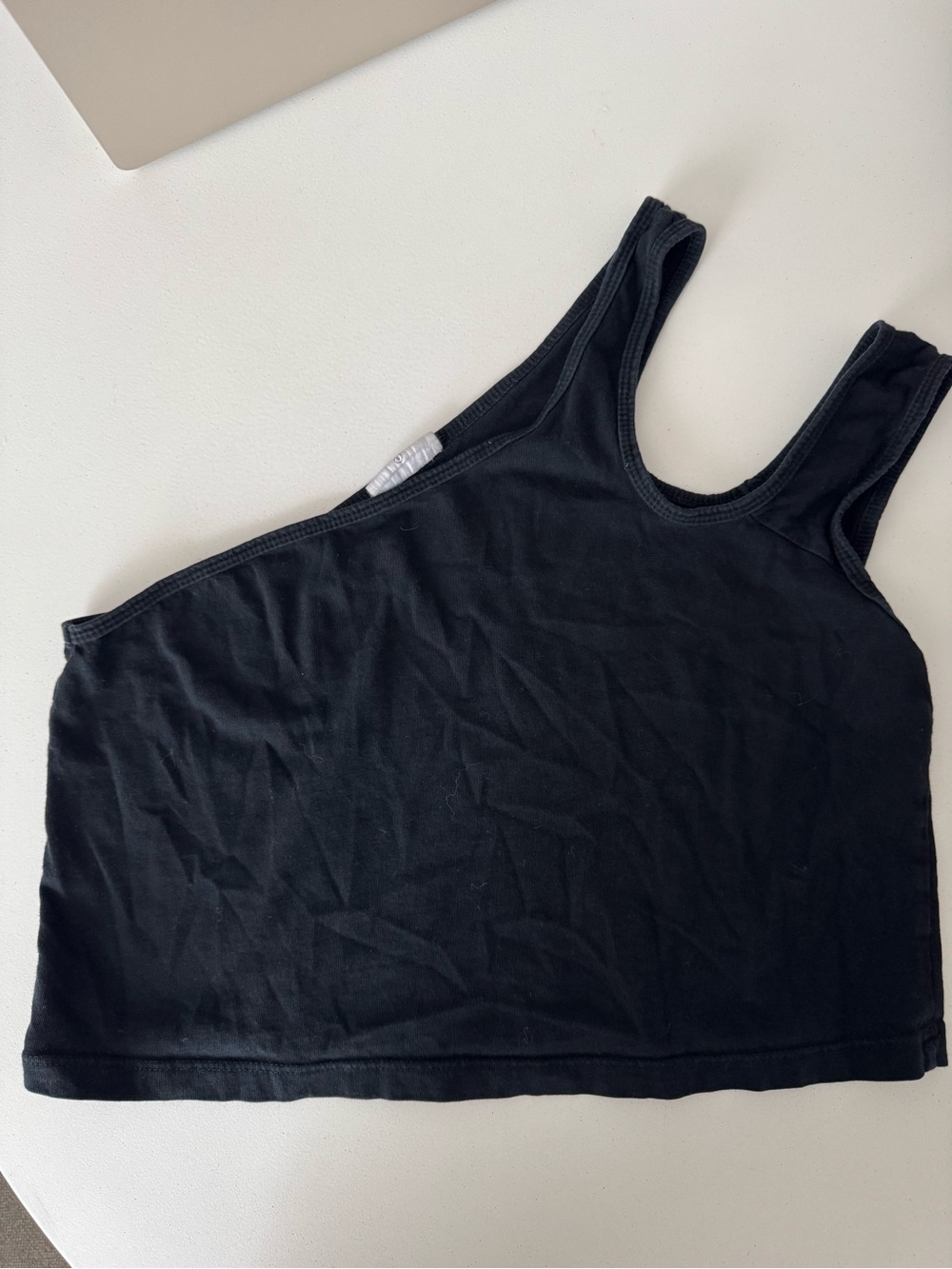 LNA Black Asymmetrical One Shoulder Tank